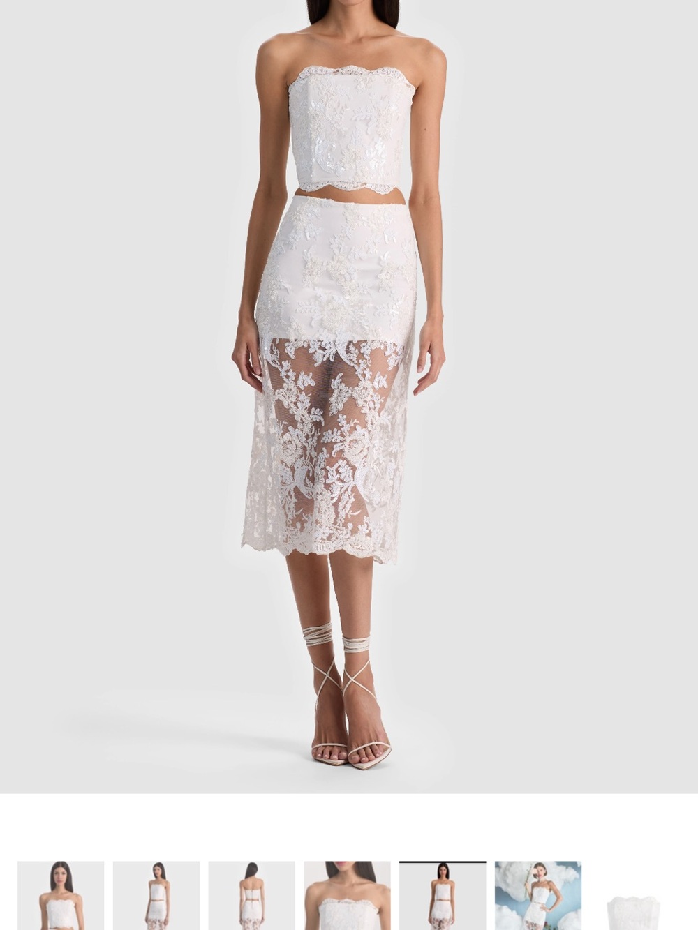 Alice + Olivia MEDINE EMBELLISHED LACE MIDI SKIRT Size 0